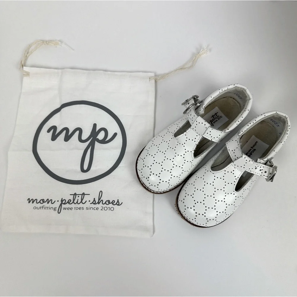 SWISS DOT Mon Petit Shoes T-Strap Hard Soles Size 8‎ Girls Leather